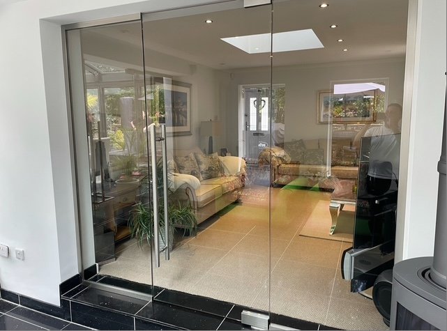 Glass partition doors living room Manchester