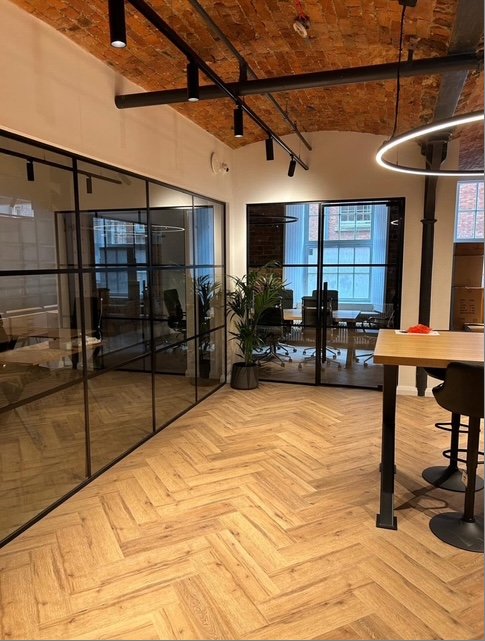 Open plan office glass walls Cheshire Manchester